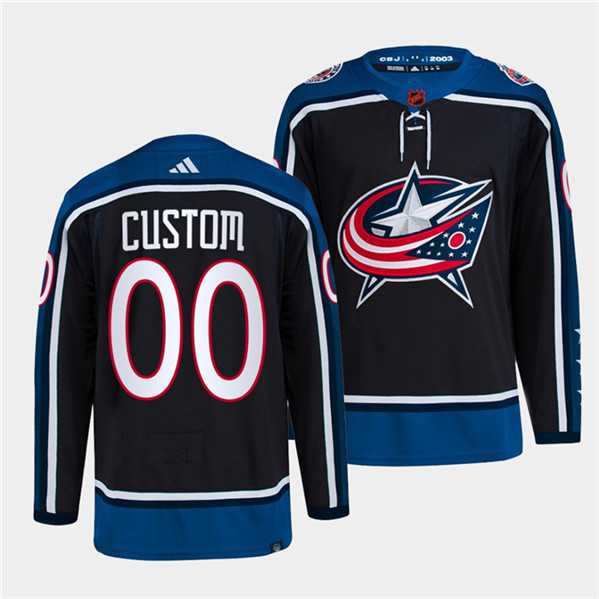 Mens Columbus Blue Jackets Custom Navy 2022 Reverse Retro Stitched Jersey